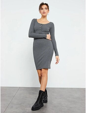 Robe midi moulante à col rond tommy