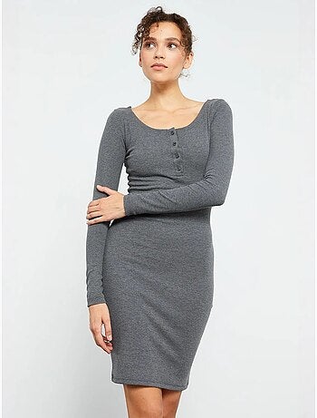 Robe midi moulante à col rond tommy