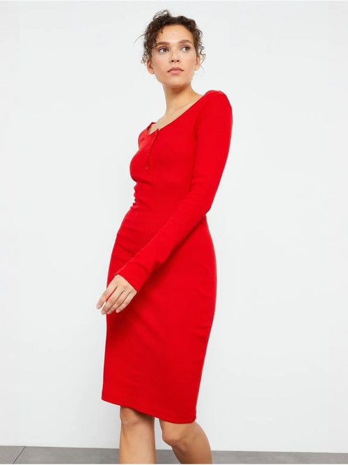 Robe midi moulante à col rond tommy - Kiabi Robe midi moulante à col rond tommy - Kiabi