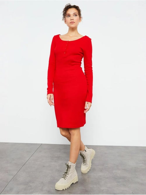 Robe midi moulante à col rond tommy - Kiabi Robe midi moulante à col rond tommy - Kiabi