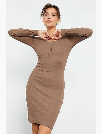Robe midi moulante à col rond tommy