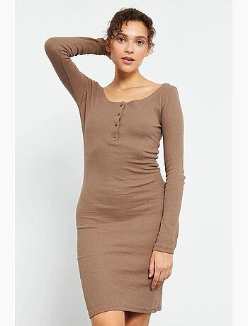 Robe midi moulante à col rond tommy
