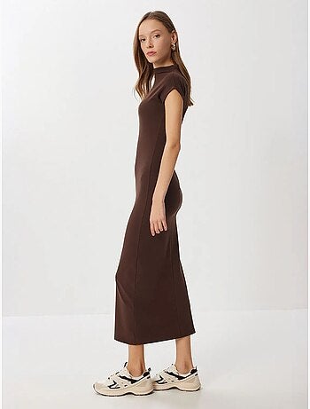Robe midi moulante à col roulé mi-haut istanbul