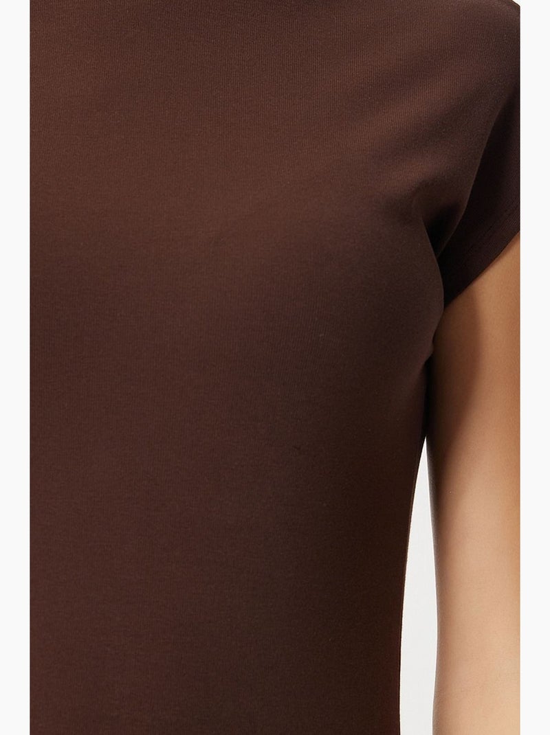 Robe midi moulante à col roulé mi-haut istanbul Marron chocolat - Kiabi