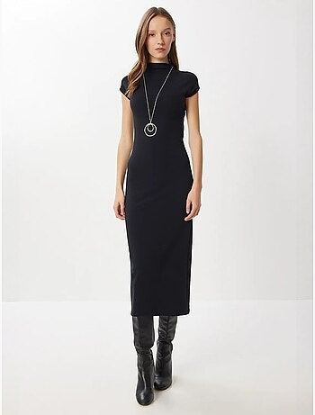 Robe midi moulante à col roulé mi-haut istanbul