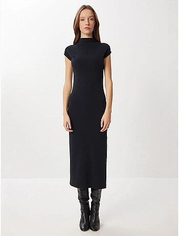 Robe midi moulante à col roulé mi-haut istanbul