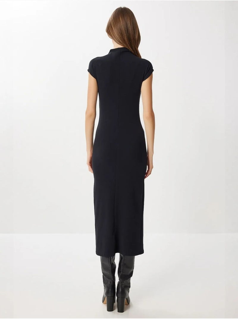 Robe midi moulante à col roulé mi-haut istanbul Noir - Kiabi