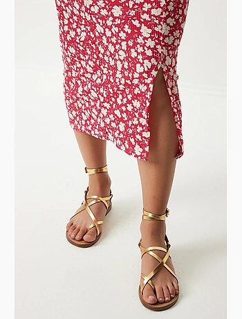 Robe midi moulante à fleurs avec fente istanbul