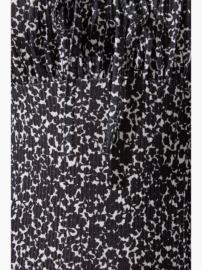 Robe midi moulante à fleurs avec fente istanbul Noir Blanc - Kiabi
