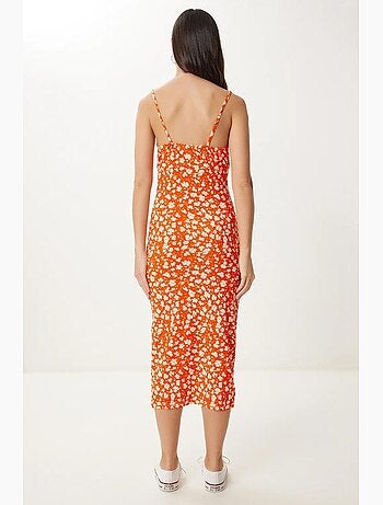 Robe midi moulante à fleurs avec fente istanbul