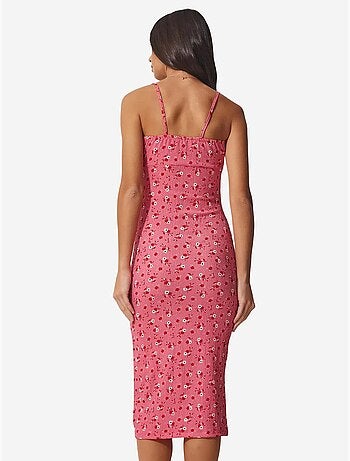 Robe midi moulante à fleurs avec fente istanbul