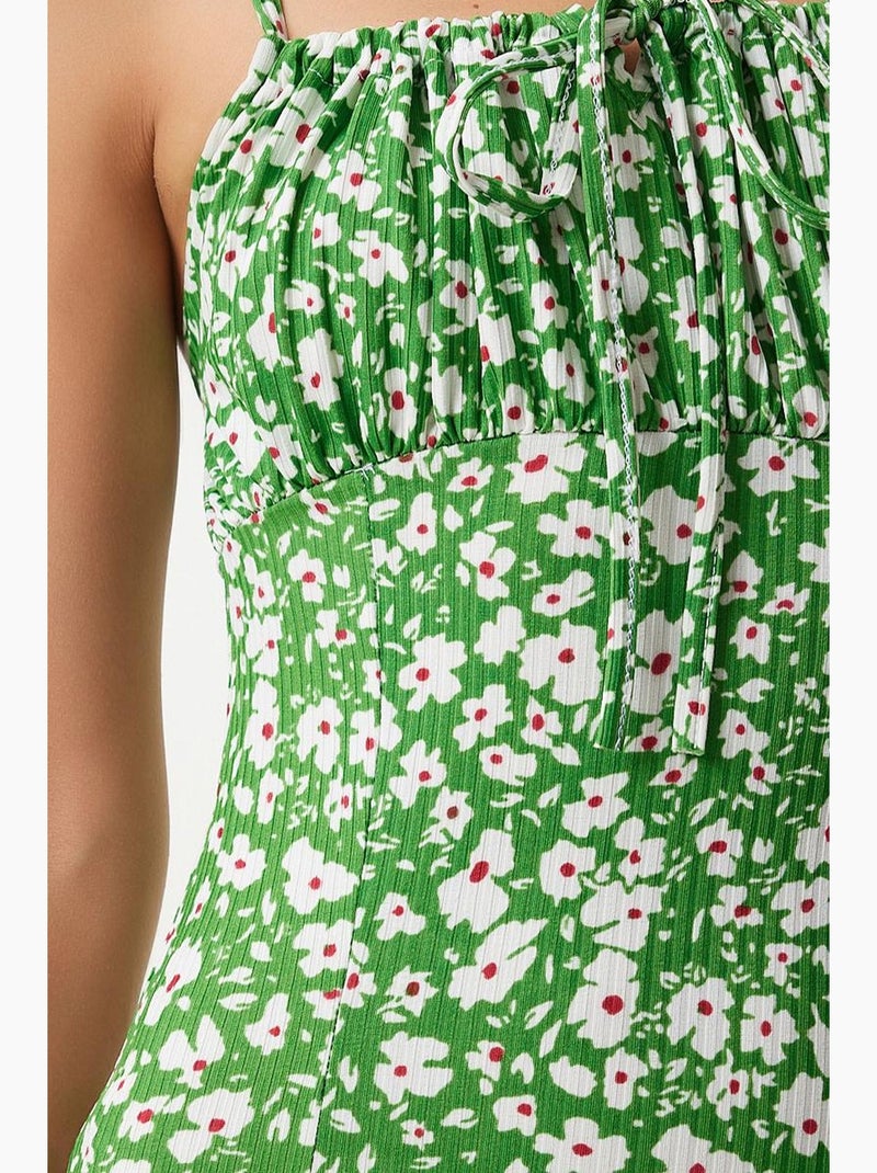 Robe midi moulante à fleurs avec fente istanbul Vert anis - Kiabi