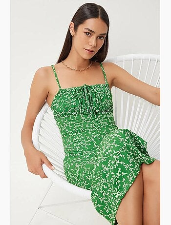 Robe midi moulante à fleurs avec fente istanbul