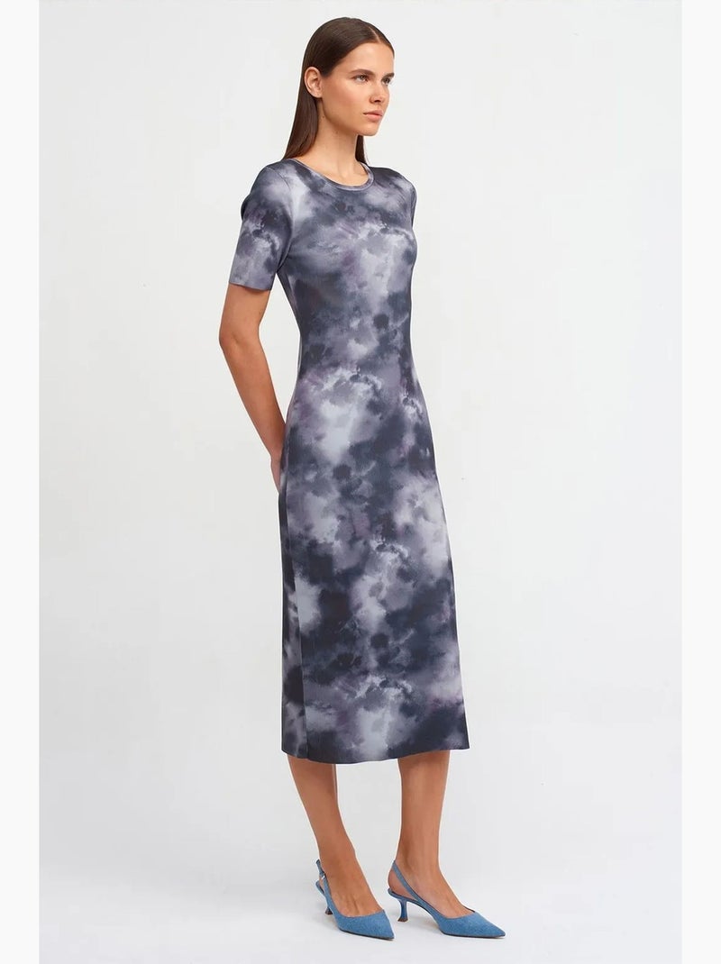 Robe midi moulante à motif tie-dye dilvin Multicolore - Kiabi