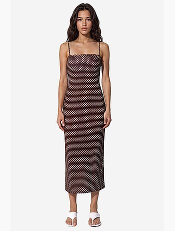 Robe midi moulante à pois et col en u hiccup