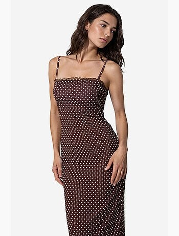 Robe midi moulante à pois et col en u hiccup