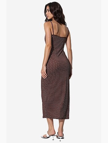 Robe midi moulante à pois et col en u hiccup
