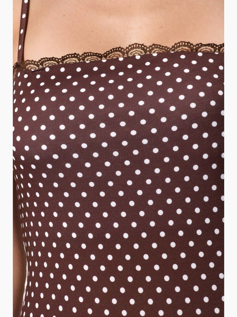 Robe midi moulante à pois et col en u hiccup Multicolore - Kiabi