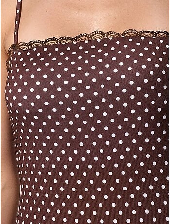 Robe midi moulante à pois et col en U