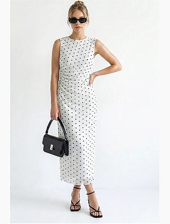 Robe midi moulante à pois lucci