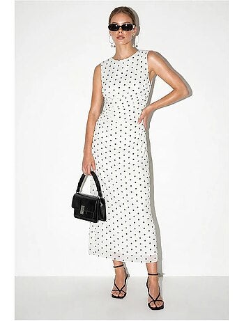 Robe midi moulante à pois lucci