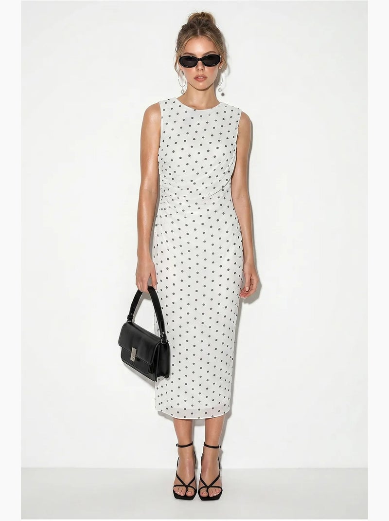 Robe midi moulante à pois lucci Blanc Noir - Kiabi