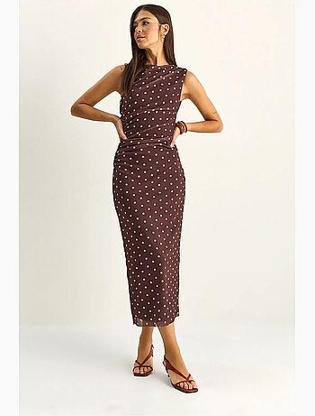 Robe midi moulante à pois lucci