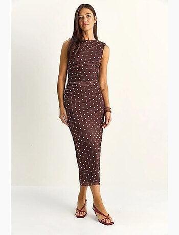 Robe midi moulante à pois lucci