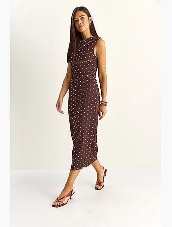 Robe midi moulante à pois lucci