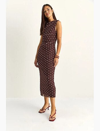 Robe midi moulante à pois lucci