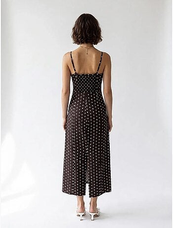 Robe midi moulante à pois mixray