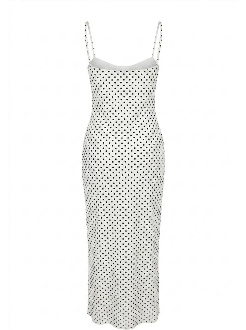 Robe midi moulante à pois sans bretelles mixray Blanc - Kiabi