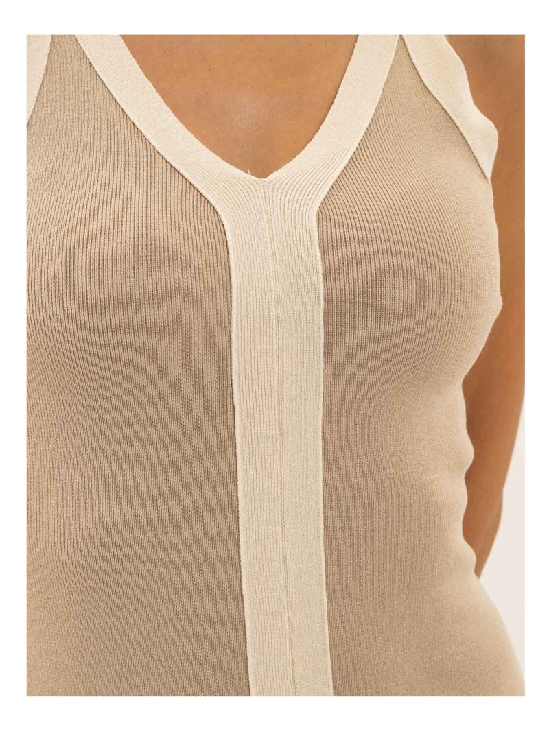 Robe midi moulante bicolore IKARA Beige - Kiabi