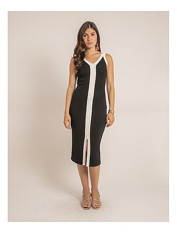 Robe midi moulante bicolore IKARA