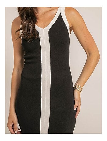 Robe midi moulante bicolore IKARA