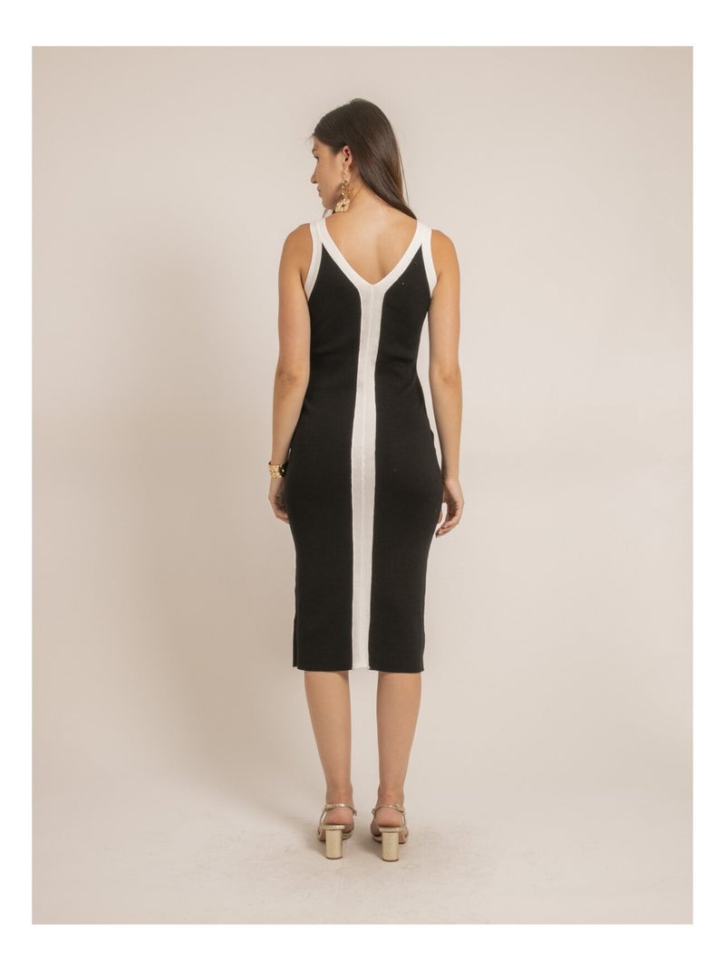 Robe midi moulante bicolore IKARA Noir - Kiabi