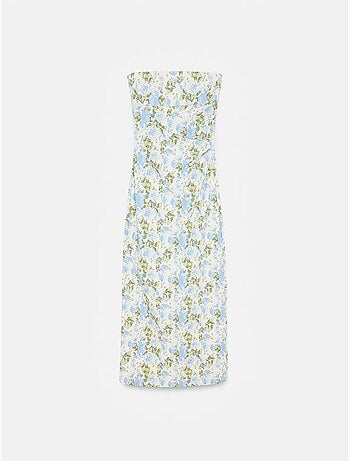 Robe midi moulante bustier à fleurs dilvin