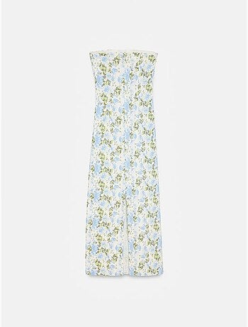 Robe midi moulante bustier à fleurs dilvin