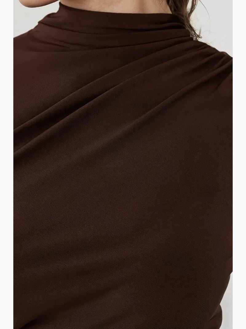 Robe midi moulante drapée hiccup Marron - Kiabi