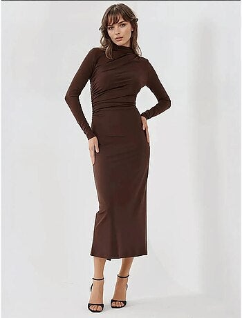 Robe midi moulante drapée