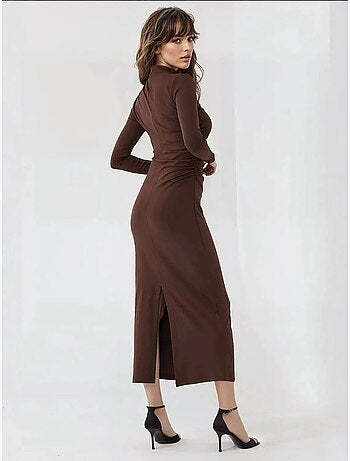 Robe midi moulante drapée