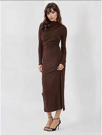 Robe midi moulante drapée
