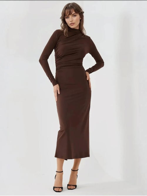 Robe midi moulante drapée - Kiabi