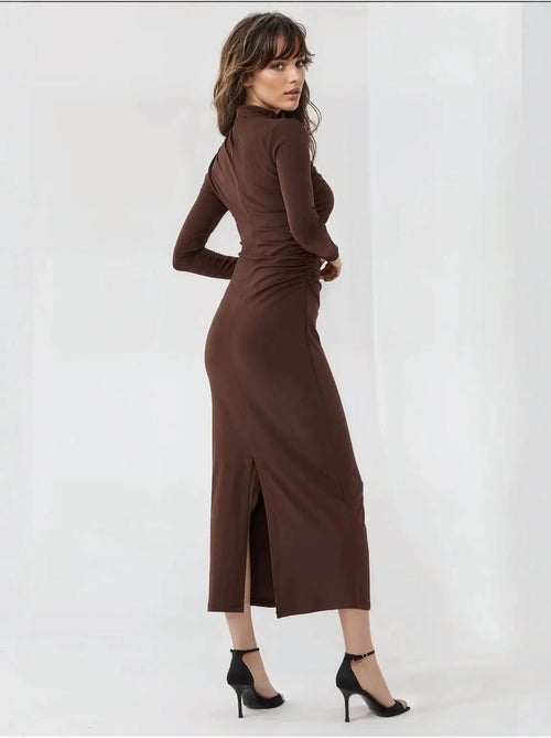 Robe midi moulante drapée - Kiabi