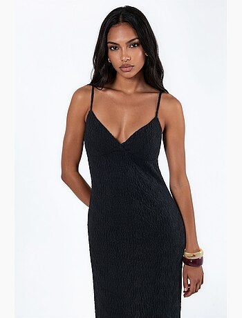 Robe midi moulante en dentelle à col v hiccup