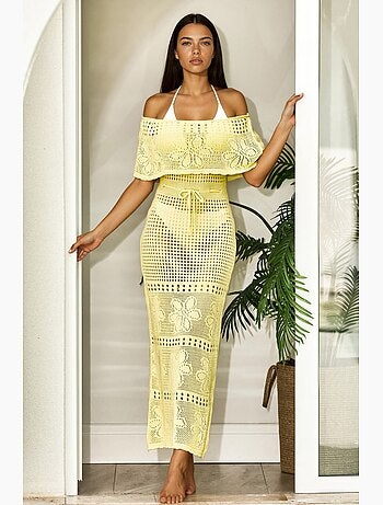 Robe midi moulante sans bretelles à motifs hiccup