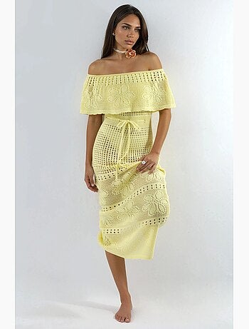 Robe midi moulante sans bretelles à motifs hiccup