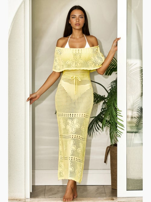 Robe midi moulante sans bretelles à motifs hiccup - Kiabi