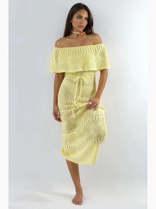 Robe midi moulante sans bretelles à motifs hiccup - Kiabi