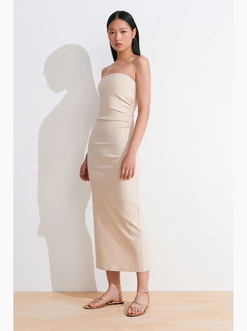 Robe midi moulante sans bretelles, avec fente dilvin - Kiabi
